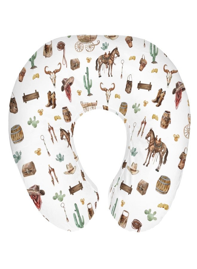 ZoUbqchY Western Cowboy Baby Nursing Pillow Covers for Boy Girl Cowboys Horse Boots Hats Golds Cactus Nursing Pillowcase for Breastfeeding Pillows Wild West Cowboy Life Soft Stretchy Slipcovers for Ne